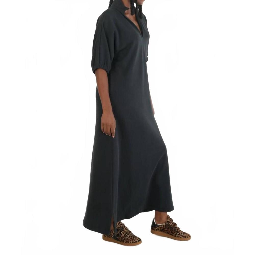 NEW EMILY MCCARTHY poppy maxi dress in black french terry - Picture 2 of 3